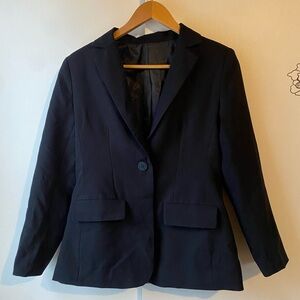Black Blazer Womens Medium Button Pockets Trendy